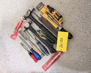 26-157 Various Tools (ball pin hammers x2, drill bits & Chisels)