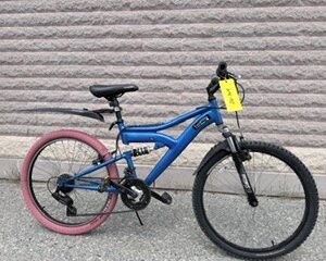 26-164- Blue Adult MTN Bike w Pink/Black 24" Tires w Black Fender